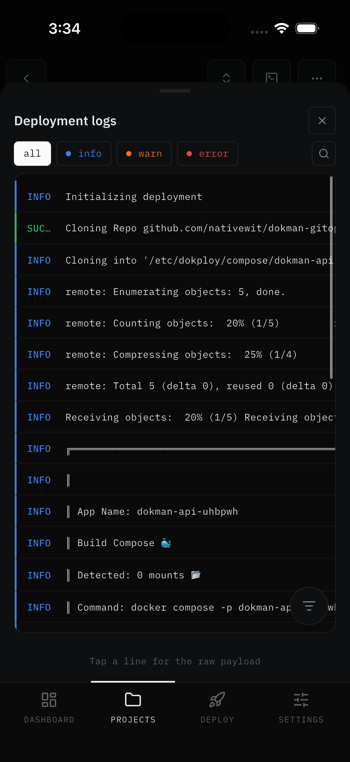 Deployment log sheet with level chips